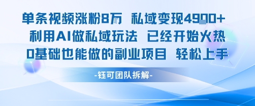 单条视频私域变现4.9k+利用AI做私域玩法 已经开始火热0基础也能做的副业项目轻松上手-LanTi云网创