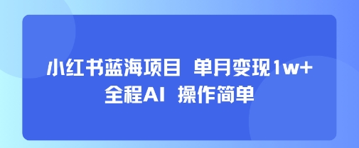 小红书蓝海项目 单月变现1w+ 全程AI 操作简单-LanTi云网创