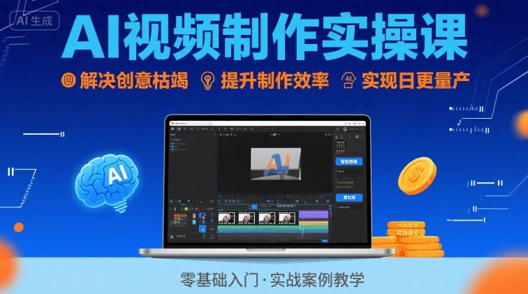 Ai视频制作实操课，解决创意枯竭、效率低下痛点，实现日更量产可持续变现-LanTi云网创