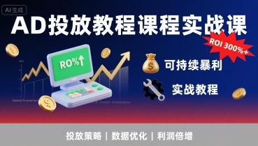 AD投放教程课程实战课，实现广告ROI300%+可持续暴利-LanTi云网创