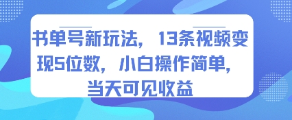 书单号新玩法，13条视频变现5位数，小白操作简单，当天可见收益-LanTi云网创