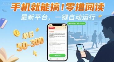 手机就能搞！零撸阅读挂G，最新平台，一键自动运行，随时随地挣，单日50-3张+【揭秘】-LanTi云网创