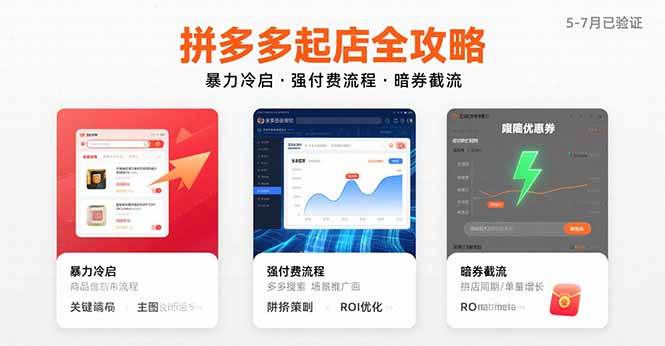 (15670期)拼多多起店全攻略,暴力冷启,强付费流程,暗券截流,5-7月已验证的方法-LanTi云网创